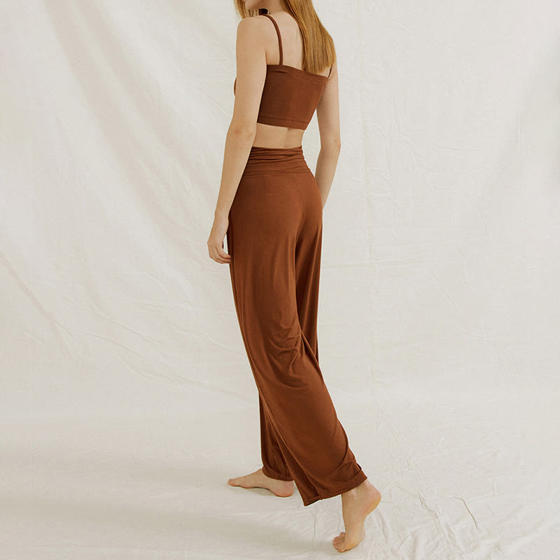 Pantalon de yoga fluide à jambes larges ajustables Olivenorma
