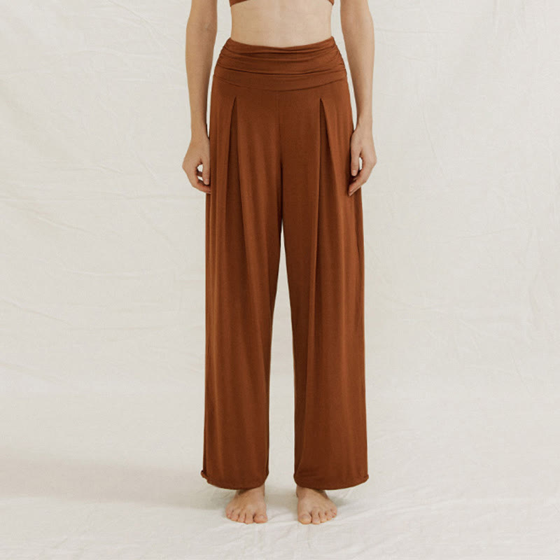 Pantalon de yoga fluide à jambes larges ajustables Olivenorma - Brun - L - image 0