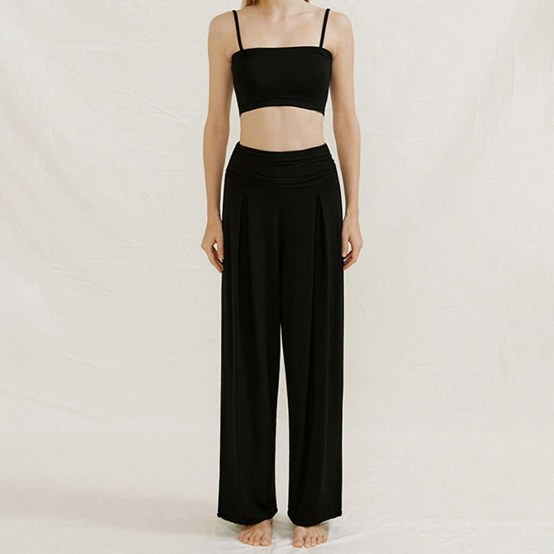Pantalon de yoga fluide à jambes larges ajustables Olivenorma