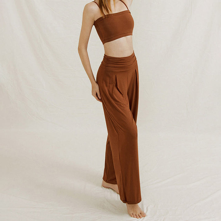 Pantalon de yoga fluide à jambes larges ajustables Olivenorma