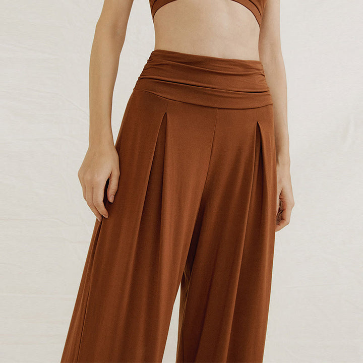 Pantalon de yoga fluide à jambes larges ajustables Olivenorma