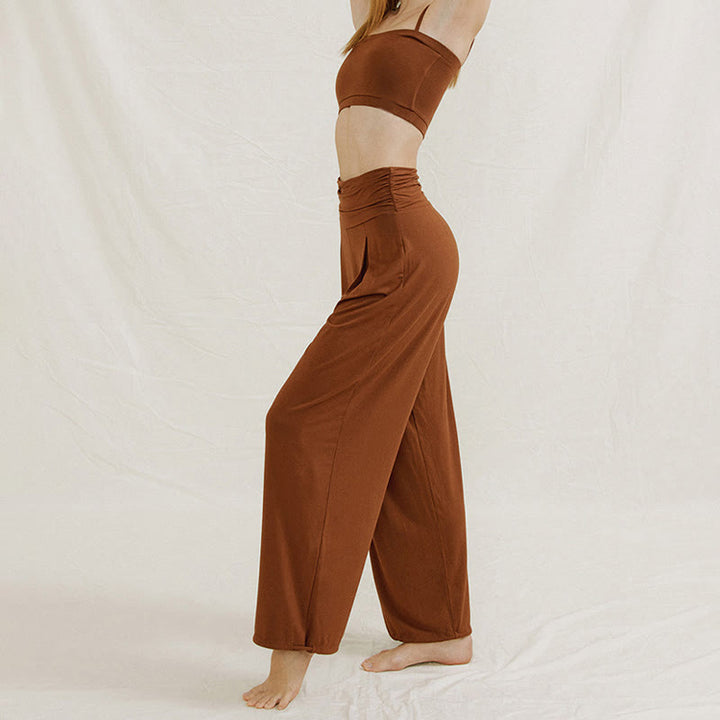 Pantalon de yoga fluide à jambes larges ajustables Olivenorma