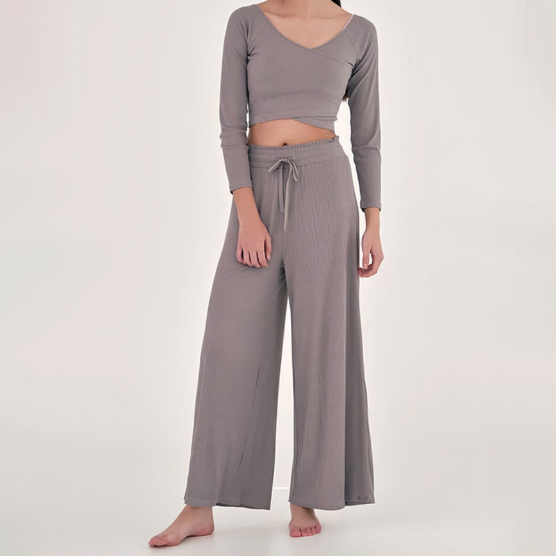 Pantalon de yoga décontracté taille haute Olivenorma