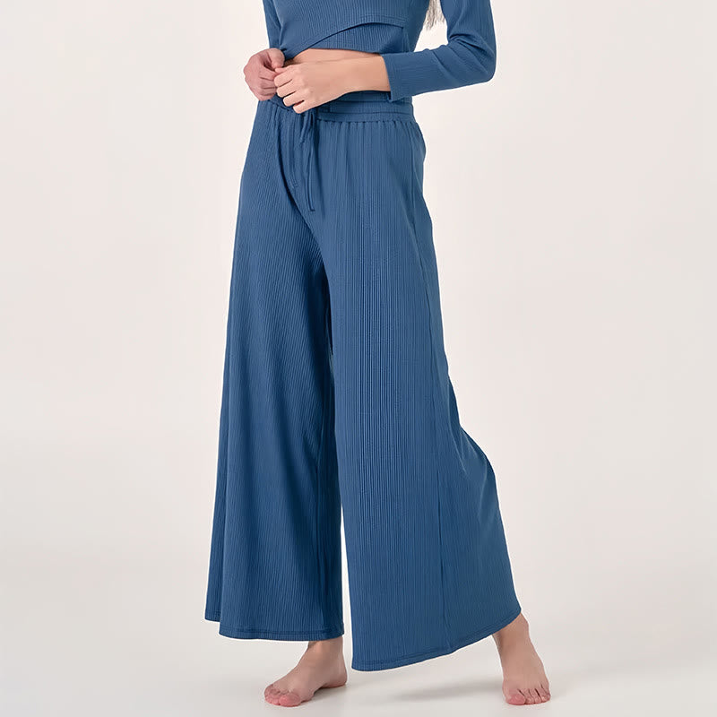 Pantalon de yoga décontracté taille haute Olivenorma - Bleu - L - image 0
