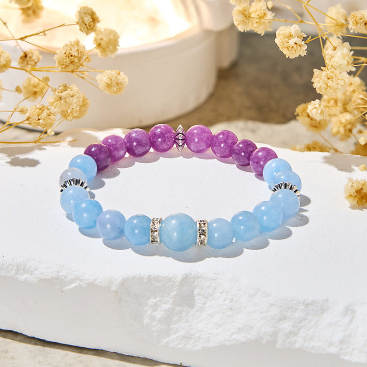 Bracelet Olivenorma « Tide & Bloom » en aigue-marine et lépidolite apaisante - image 6