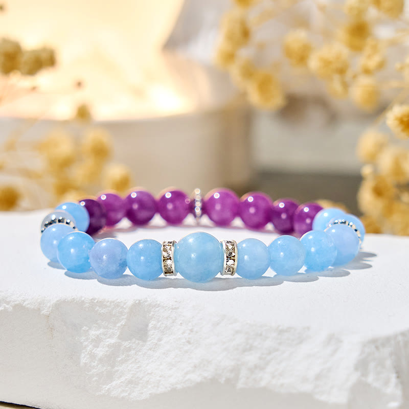 Bracelet Olivenorma « Tide & Bloom » en aigue-marine et lépidolite apaisante - image 5