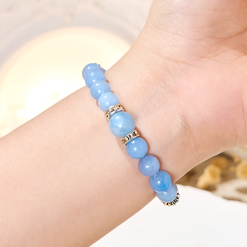 Bracelet Olivenorma « Tide & Bloom » en aigue-marine et lépidolite apaisante - image 2