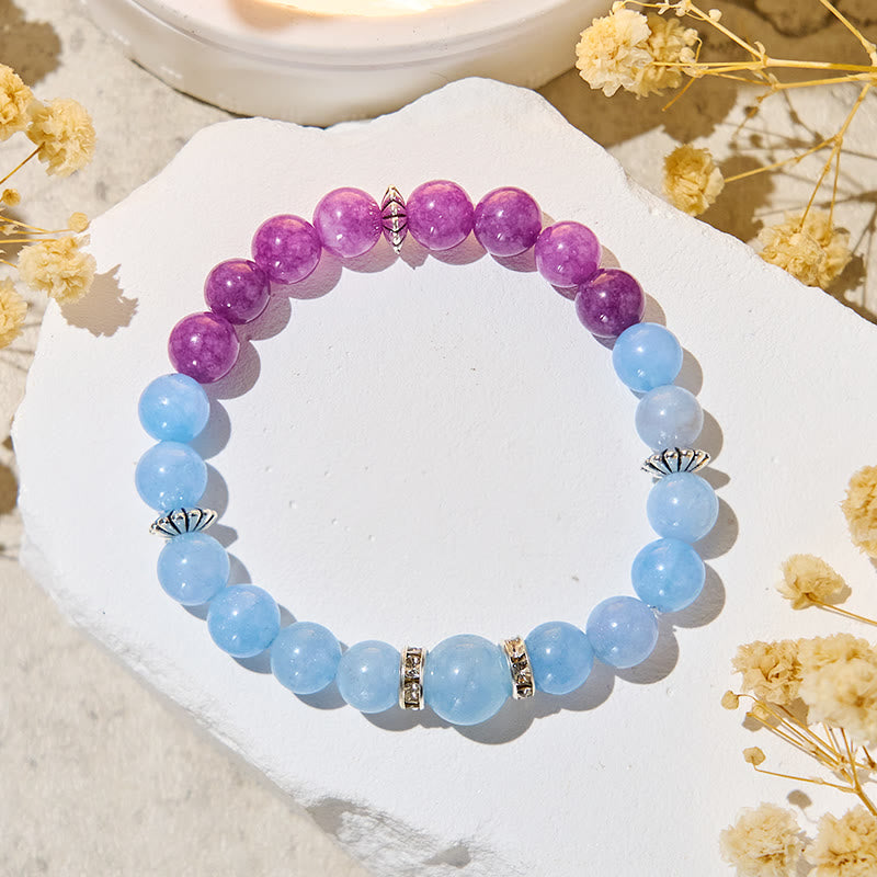 Bracelet Olivenorma « Tide & Bloom » en aigue-marine et lépidolite apaisante - image 4