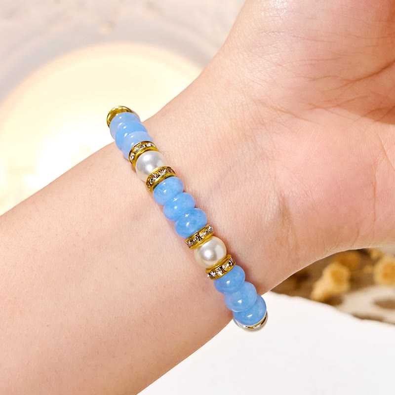 Bracelet Olivenorma « Ocean Calm » en aigue-marine et perles pour la paix intérieure - image 2
