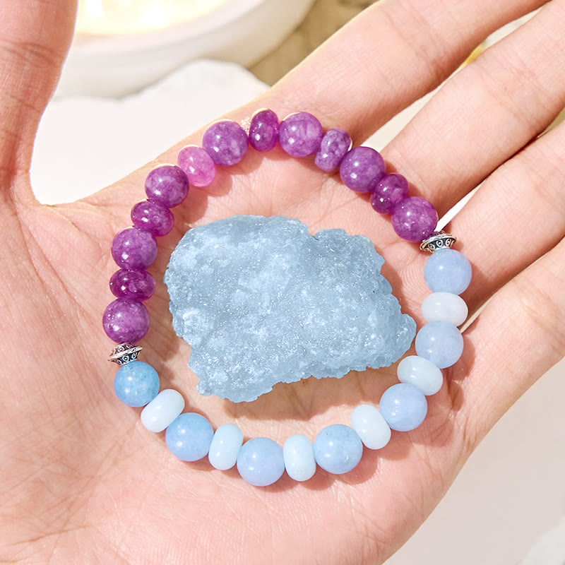 Bracelet d'équilibre émotionnel Olivenorma « Luna Mist » en aigue-marine et améthyste - image 2
