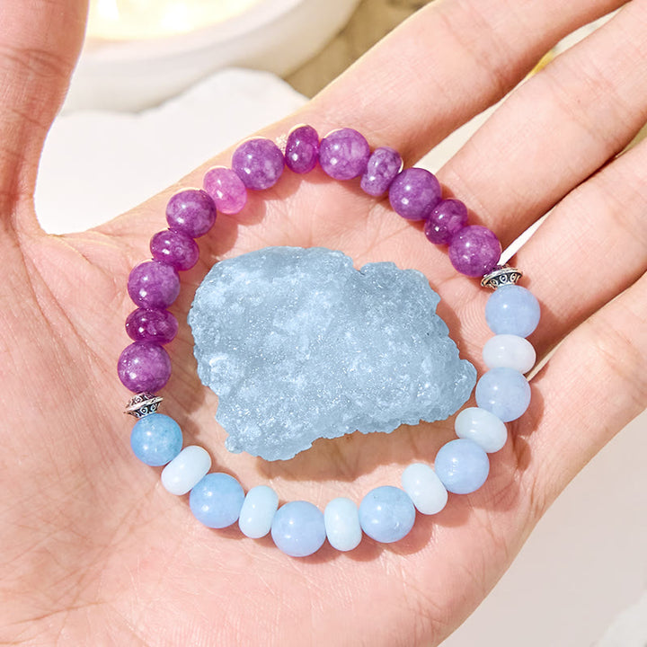 Bracelet d'équilibre émotionnel Olivenorma « Luna Mist » en aigue-marine et améthyste - image 2