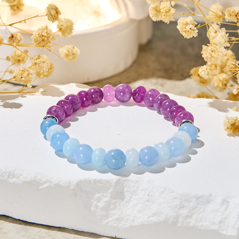 Bracelet d'équilibre émotionnel Olivenorma « Luna Mist » en aigue-marine et améthyste - image 5
