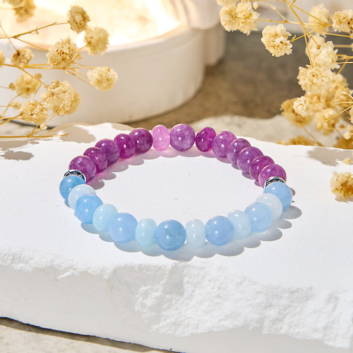 Bracelet d'équilibre émotionnel Olivenorma « Luna Mist » en aigue-marine et améthyste - image 5