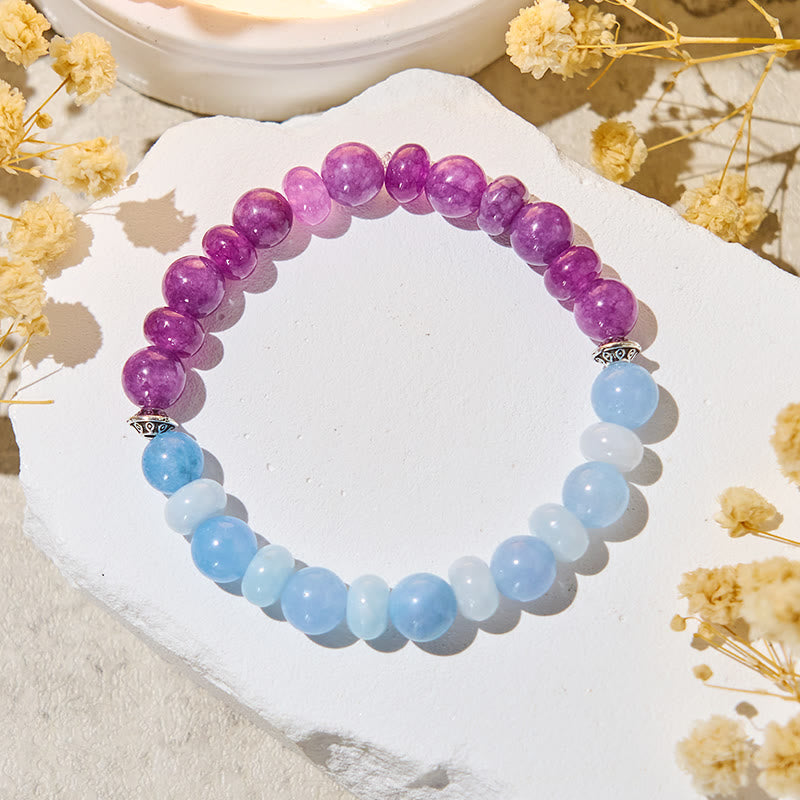 Bracelet d'équilibre émotionnel Olivenorma « Luna Mist » en aigue-marine et améthyste - image 4