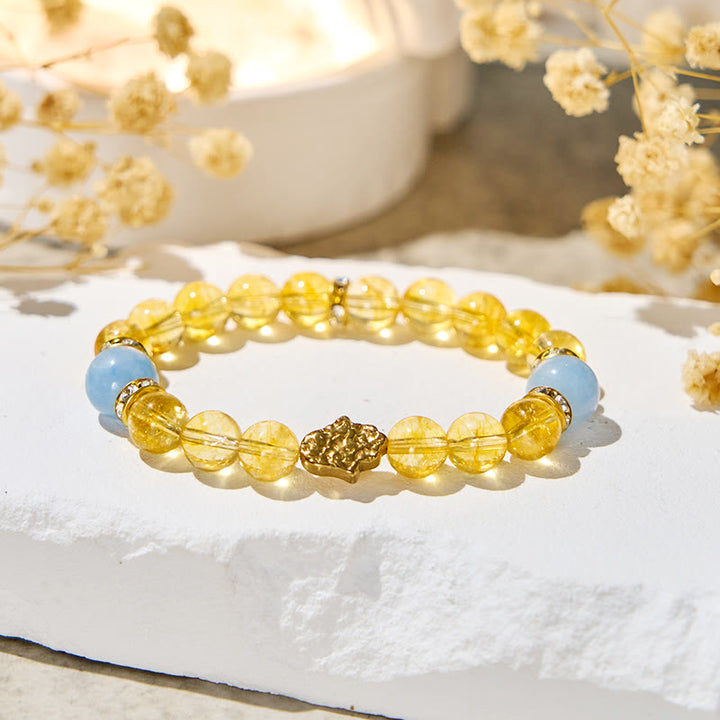 Bracelet de richesse en citrine Olivenorma « Sunlit Cyan » - Pierre naturelle - image 1