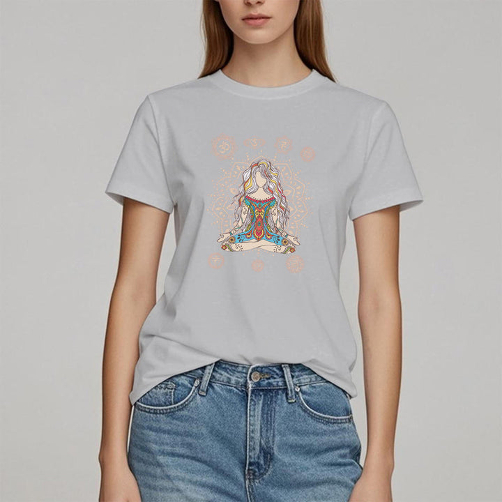 T-shirt en coton Olivenorma Déesse méditante