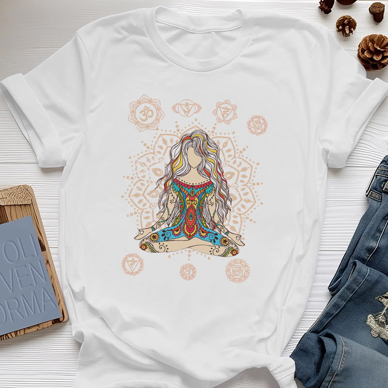 T-shirt en coton Olivenorma Déesse méditante - Blanc - 2XL - image 0
