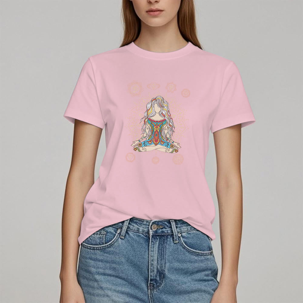 T-shirt en coton Olivenorma Déesse méditante