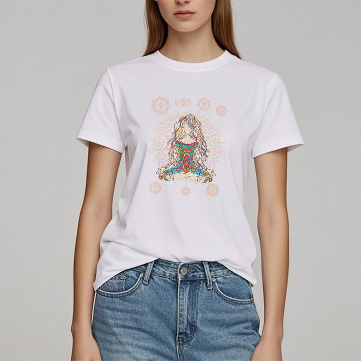 T-shirt en coton Olivenorma Déesse méditante