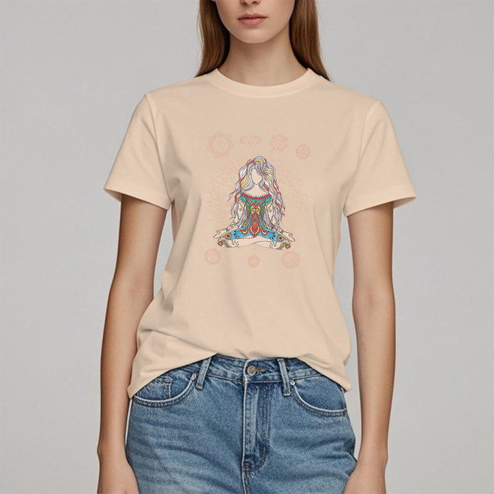 T-shirt en coton Olivenorma Déesse méditante