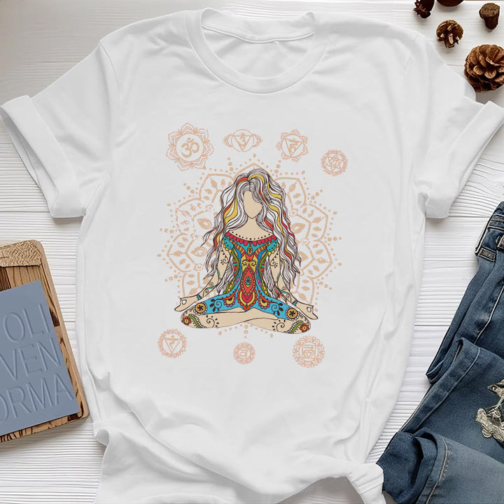 T-shirt en coton Olivenorma Déesse méditante