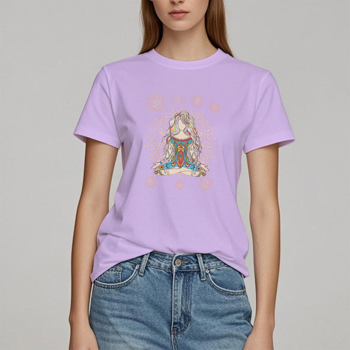 T-shirt en coton Olivenorma Déesse méditante