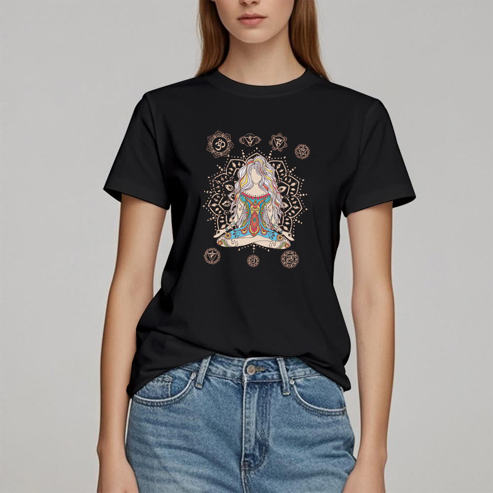 T-shirt en coton Olivenorma Déesse méditante