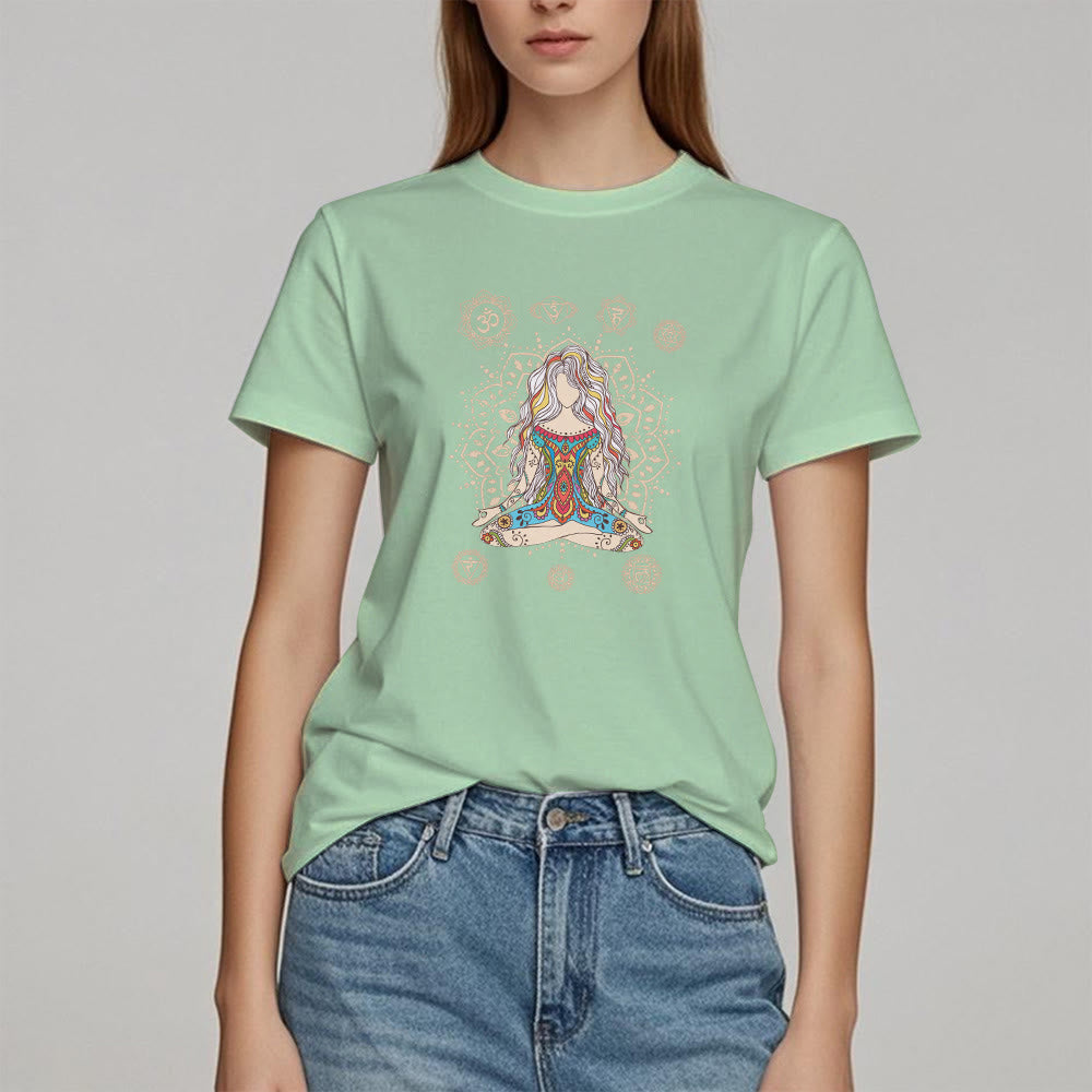 T-shirt en coton Olivenorma Déesse méditante