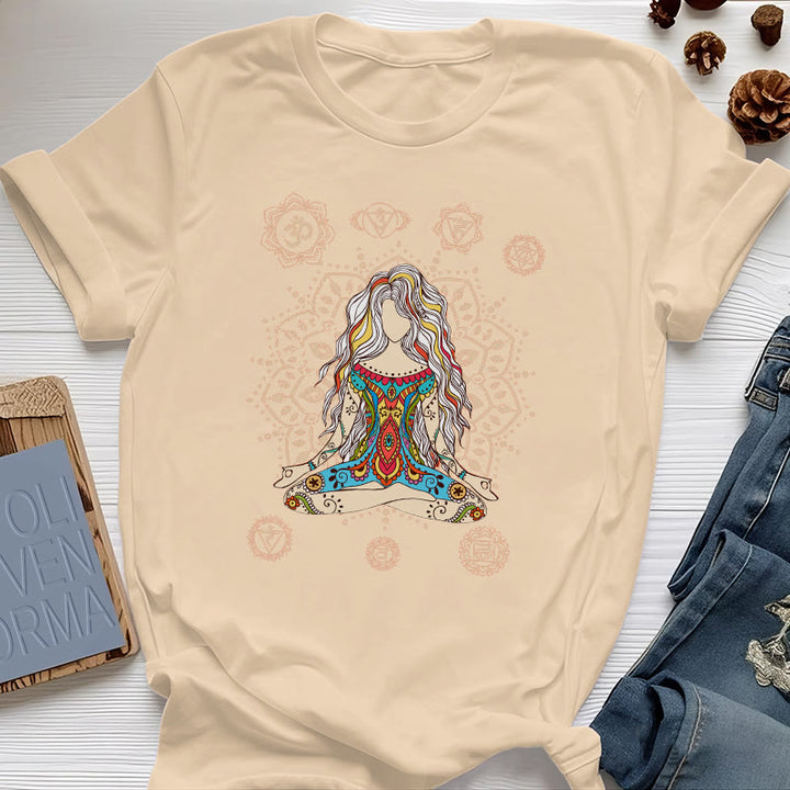 T-shirt en coton Olivenorma Déesse méditante