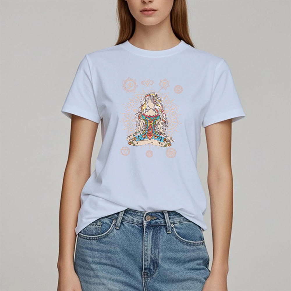 T-shirt en coton Olivenorma Déesse méditante