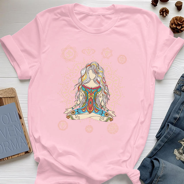 T-shirt en coton Olivenorma Déesse méditante - Rose - 2XL - image 10