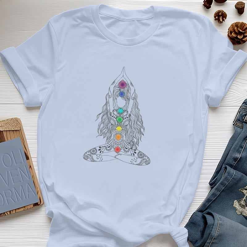 T-shirt en coton Olivenorma Chakra Meditation - Bleu - 2XL - image 14