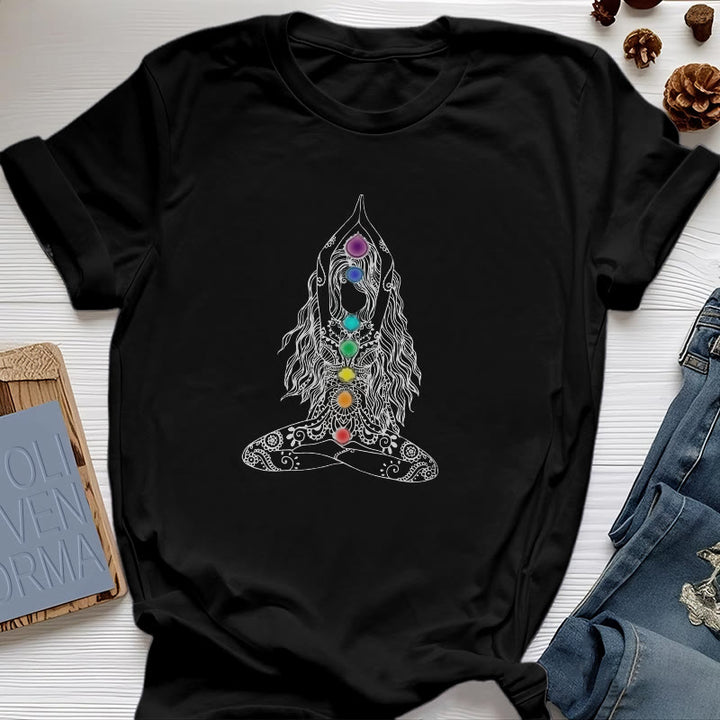 T-shirt en coton Olivenorma Chakra Meditation - Noir - 2XL - image 6