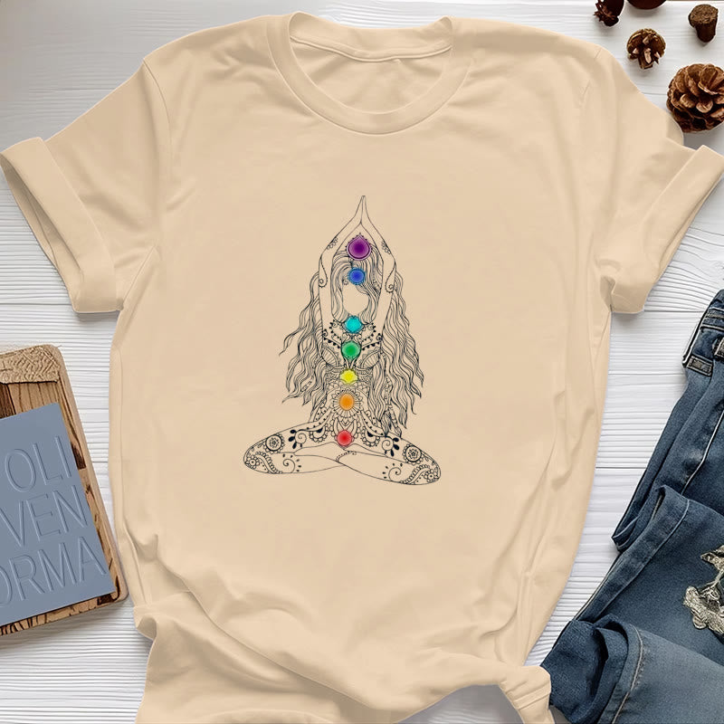 T-shirt en coton Olivenorma Chakra Meditation - Jaune - 2XL - image 8