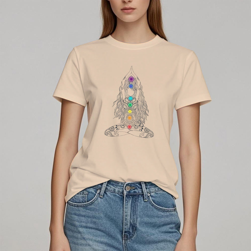 T-shirt en coton Olivenorma Chakra Meditation