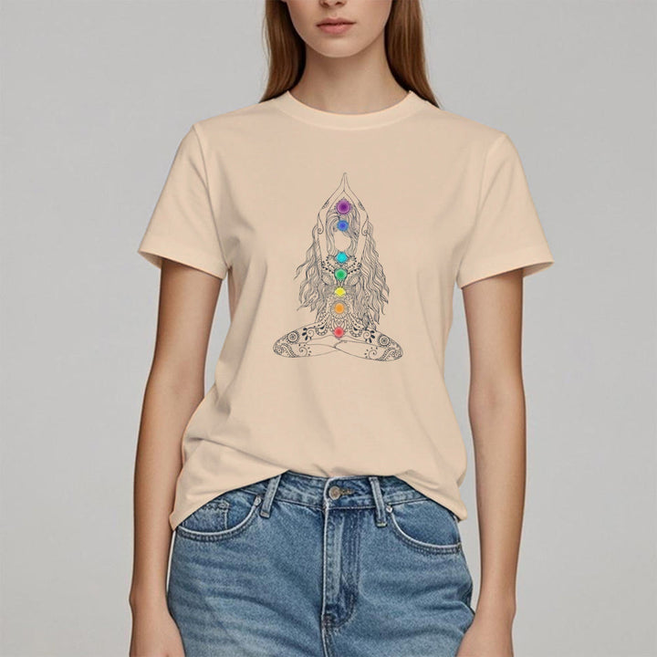 T-shirt en coton Olivenorma Chakra Meditation