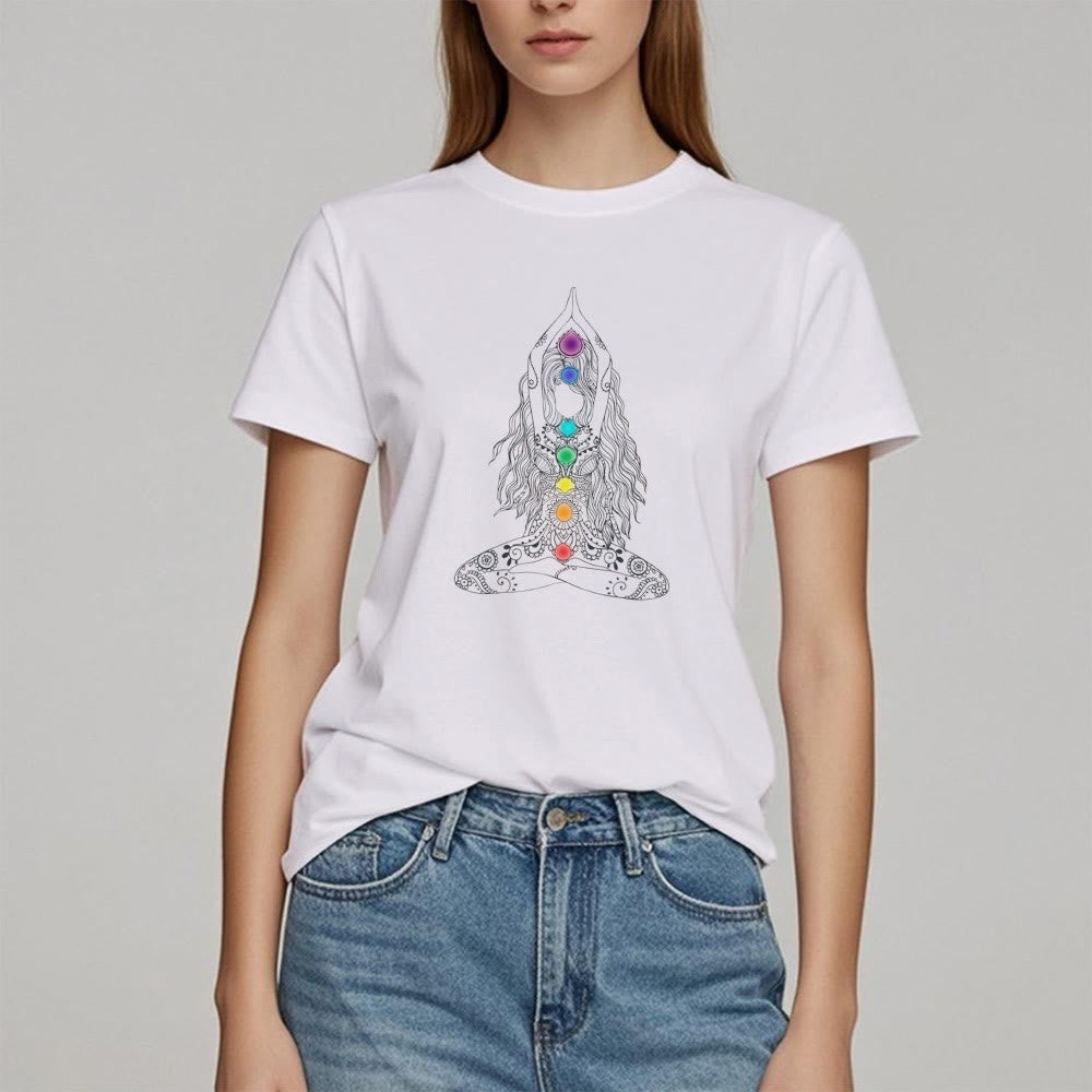 T-shirt en coton Olivenorma Chakra Meditation