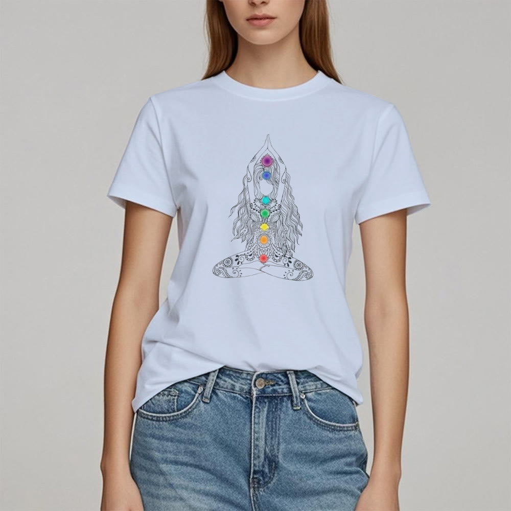 T-shirt en coton Olivenorma Chakra Meditation