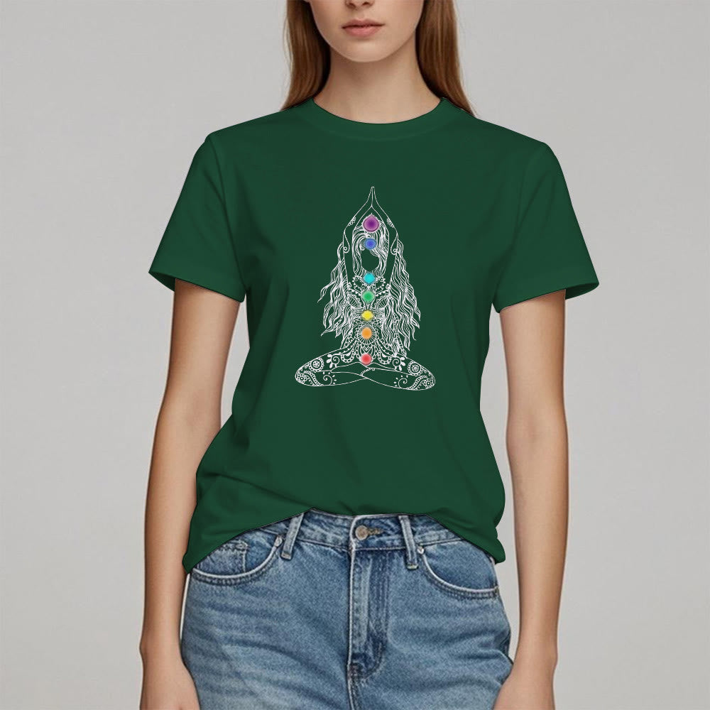T-shirt en coton Olivenorma Chakra Meditation
