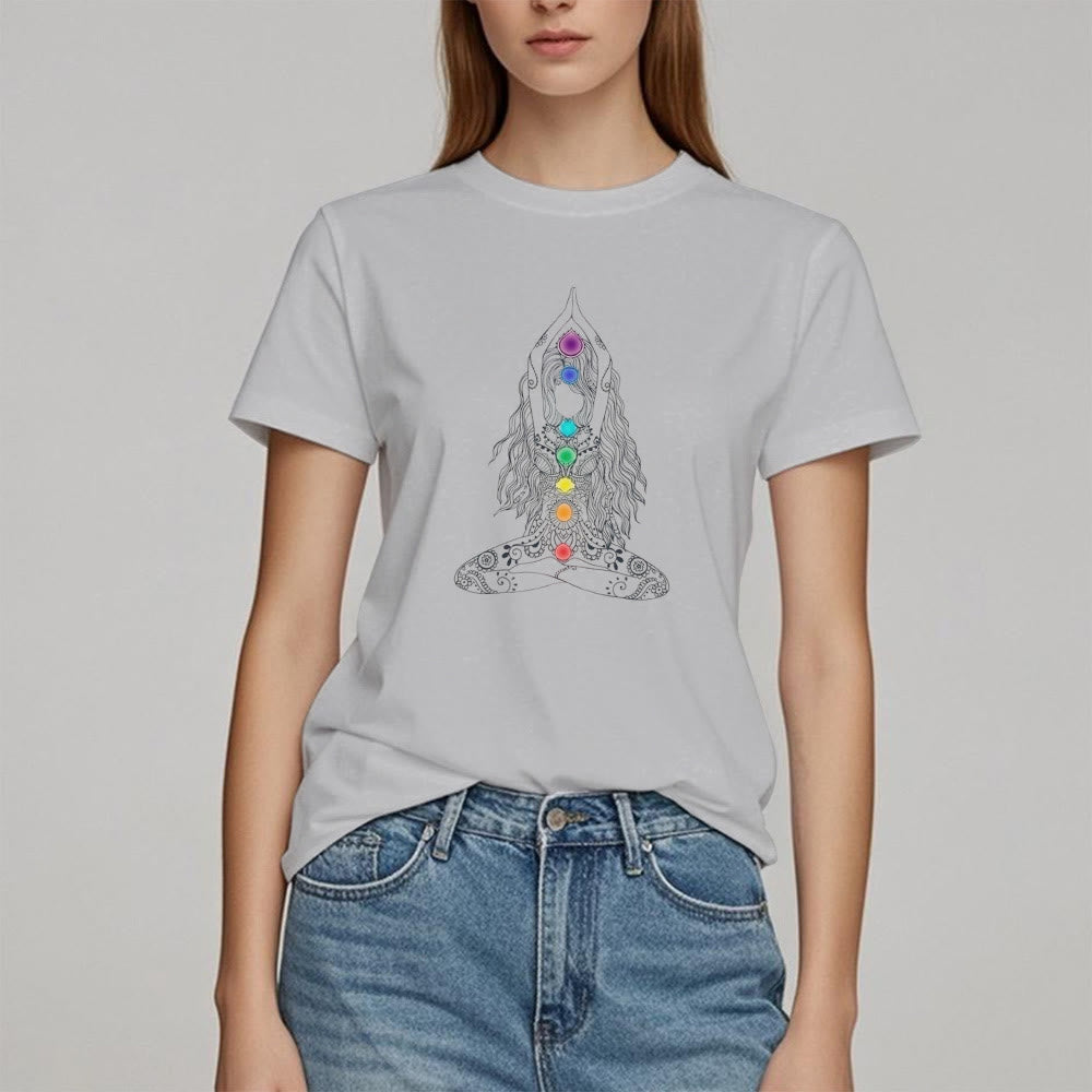 T-shirt en coton Olivenorma Chakra Meditation