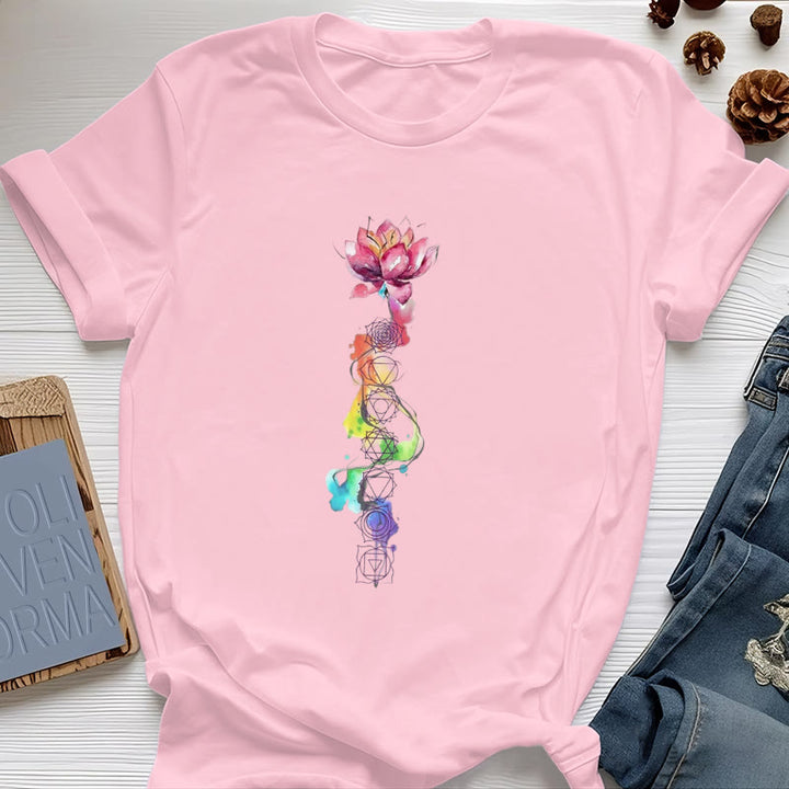 T-shirt imprimé aquarelle Olivenorma Lotus Chakra Energy - Rose - 2XL - image 12