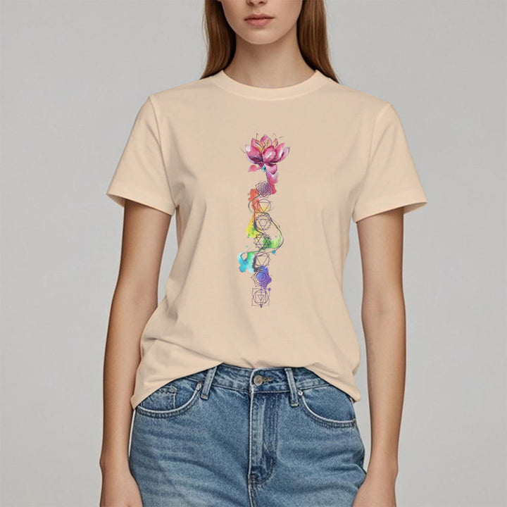T-shirt imprimé aquarelle Olivenorma Lotus Chakra Energy