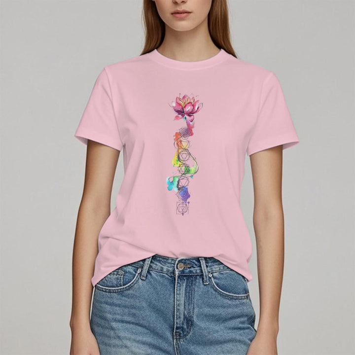 T-shirt imprimé aquarelle Olivenorma Lotus Chakra Energy
