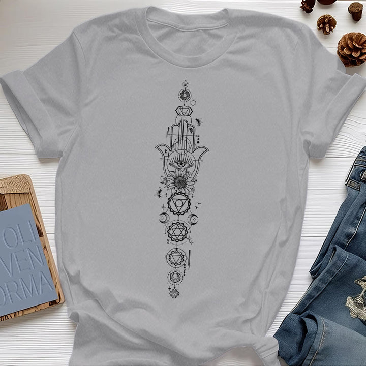 T-shirt Olivenorma Hamsa Mauvais Œil Chakra Protection Méditation