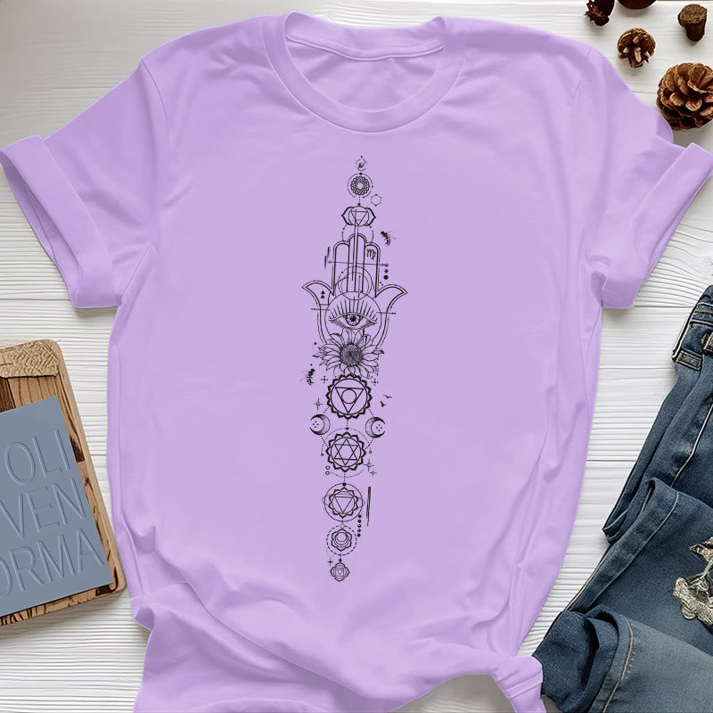 T-shirt Olivenorma Hamsa Mauvais Œil Chakra Protection Méditation