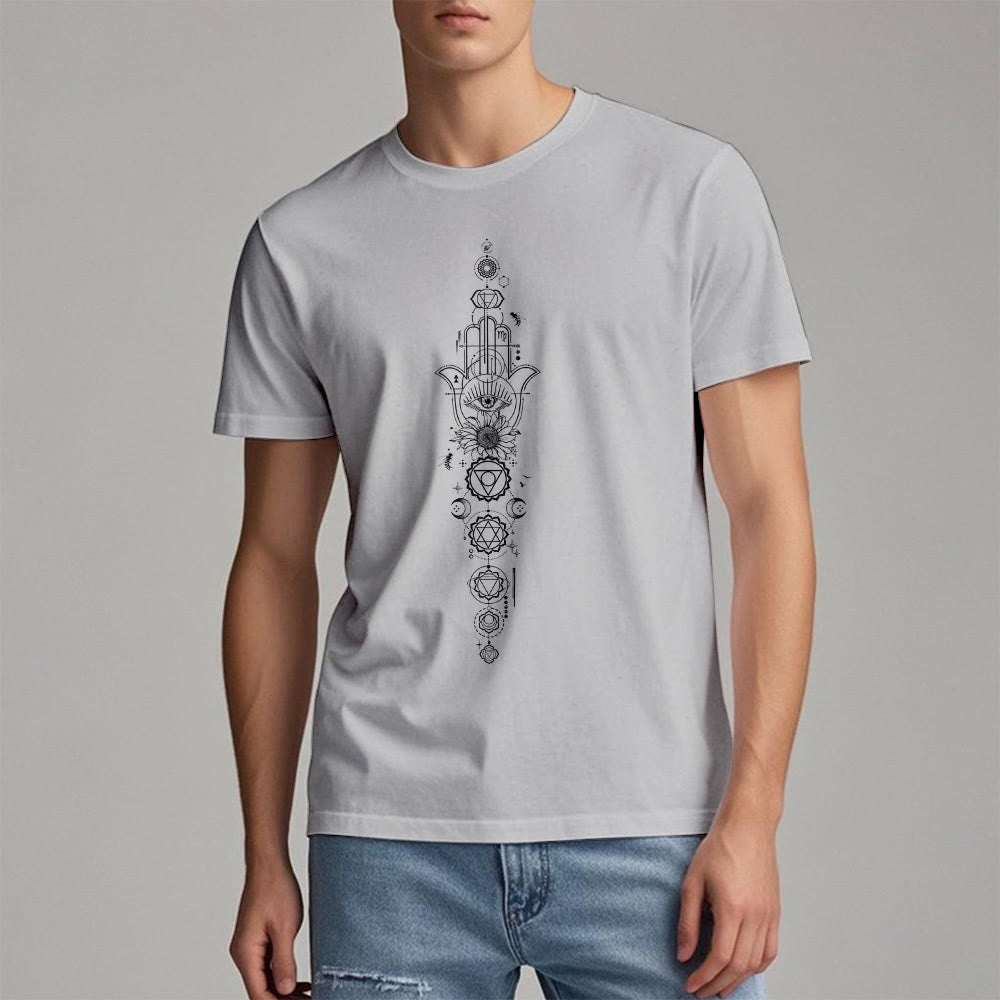 T-shirt Olivenorma Hamsa Mauvais Œil Chakra Protection Méditation