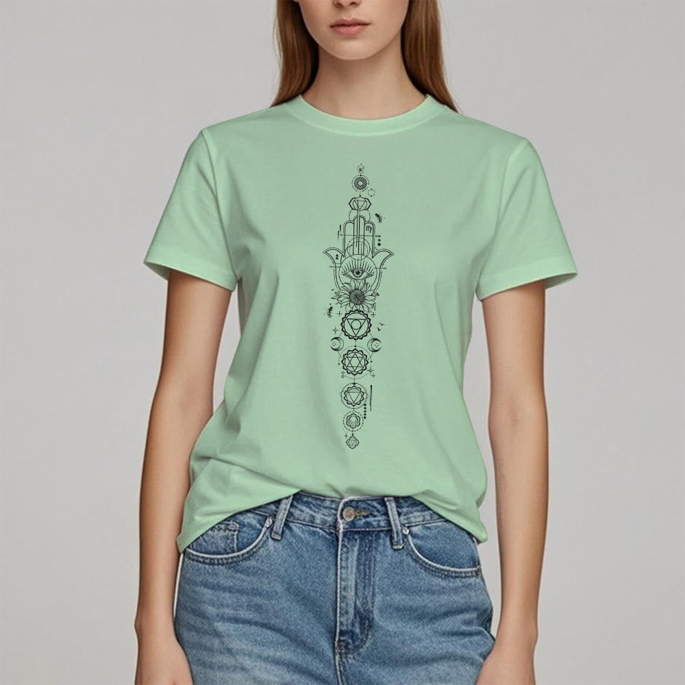 T-shirt Olivenorma Hamsa Mauvais Œil Chakra Protection Méditation - image 24