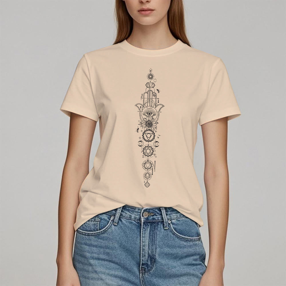 T-shirt Olivenorma Hamsa Mauvais Œil Chakra Protection Méditation - image 14