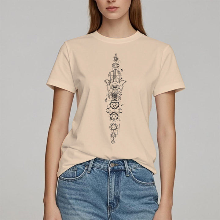 T-shirt Olivenorma Hamsa Mauvais Œil Chakra Protection Méditation - image 14