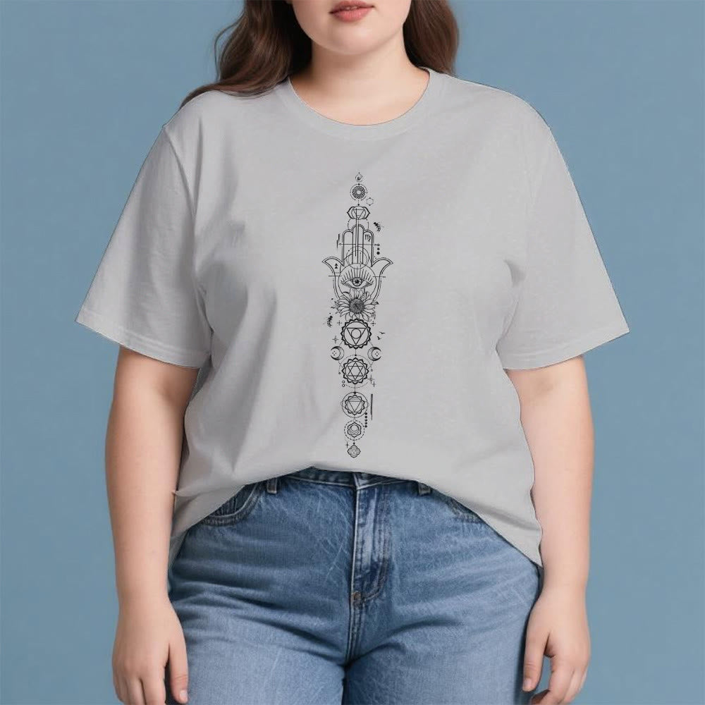 T-shirt Olivenorma Hamsa Mauvais Œil Chakra Protection Méditation - image 2